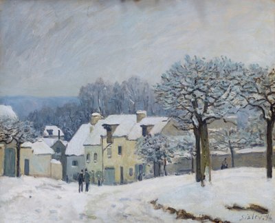 De Place du Chenil in Marly-le-Roi, Sneeuw, 1876 door Alfred Sisley